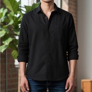 LULULEMON MASON PEAK FLANNEL men’s CASUAL BUTTON SHIRT OBSIDIAN GRAY Large